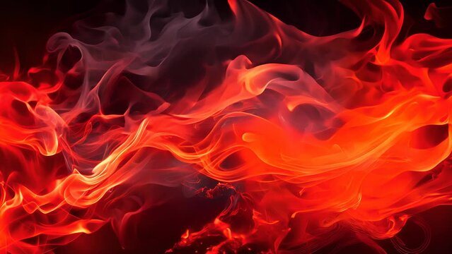 Abstract pattern resembling flames and smoke, blending red, orange, and black, giving a fluid and dynamic impression.
