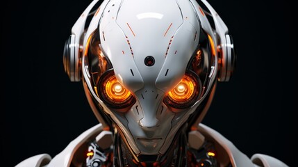 A futuristic robot with glowing eyes