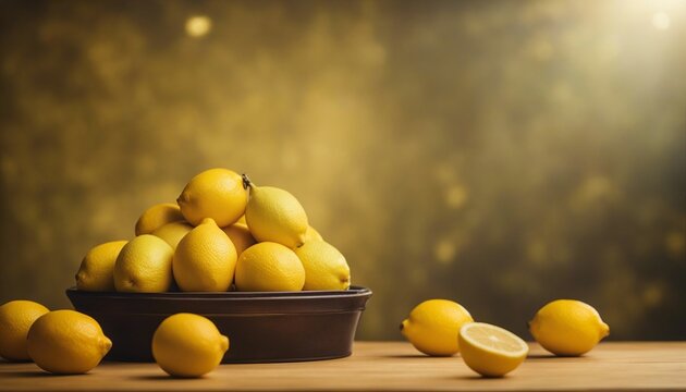 Background lemon podium product fruit platform scene display citrus yellow