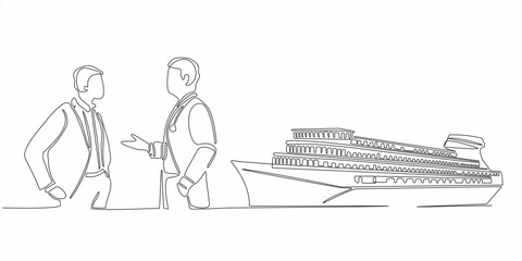 continuous line of youths selling yachts to entrepreneurs