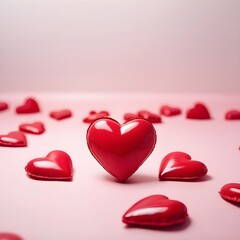 Fototapeta premium hearts on a red background