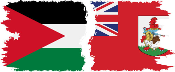 Bermuda and Jordan grunge flags connection vector
