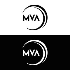 MVA logo. MVA set , M V A design. White MVA letter. MVA, M V A letter logo design. Initial letter MVA letter logo set, linked circle uppercase monogram logo. M V A letter logo vector design.	
