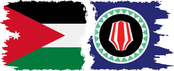 Bougainville and Jordan grunge flags connection vector