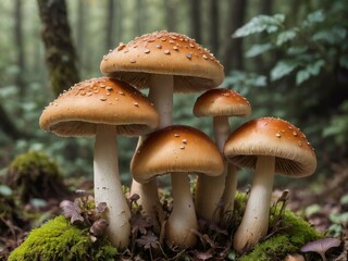 Close up beautiful bunch mushrooms