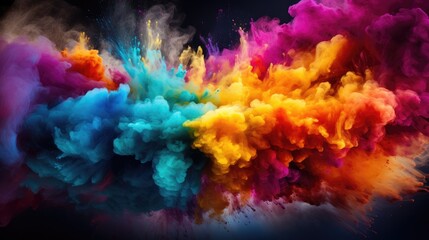 Obraz na płótnie Canvas Exploding colored dust on a dark background