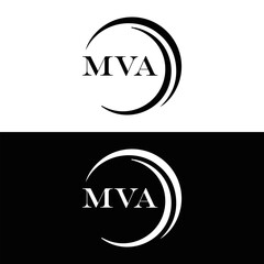 MVA logo. MVA set , M V A design. White MVA letter. MVA, M V A letter logo design. Initial letter MVA letter logo set, linked circle uppercase monogram logo. M V A letter logo vector design.	
