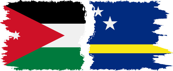 Curacao and Jordan grunge flags connection vector