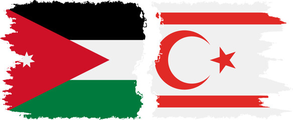 Turkish Republic of Northern Cyprus and Jordan grunge flags conne
