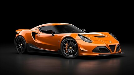 Luxury orange sports car. Futuristic sports car concept. Generative AI.