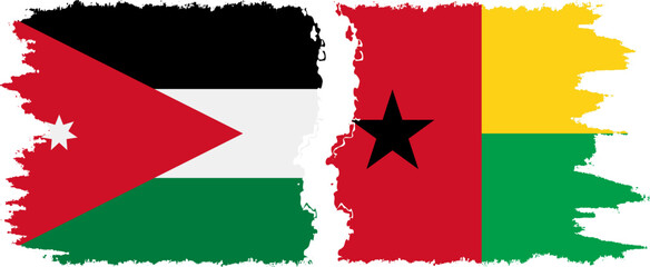 Guinea Bissau and Jordan grunge flags connection vector