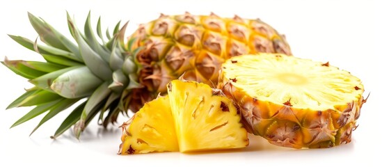 Fresh Pineapple on White Background - Juicy, Tropical and Refreshing Fruit on a Clean White Background