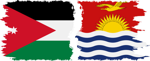 Kiribati and Jordan grunge flags connection vector
