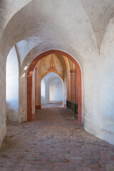 Arches in a gothic corridor in Pilgrimage Church of Saint John of Nepomuk