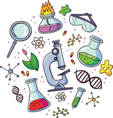 science and chemistry and biology icons