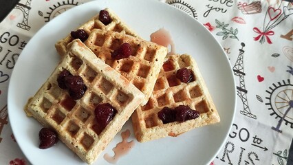 waffles with jam