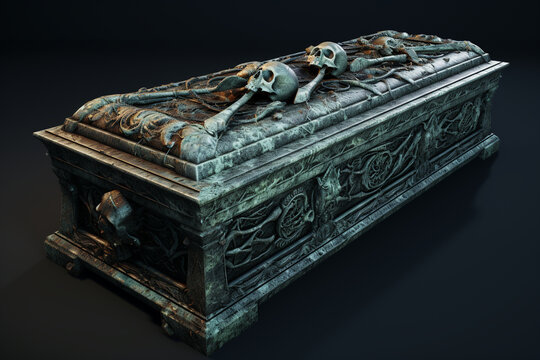 Three Dimensional Cemetery Coffin Halloween 3d Element