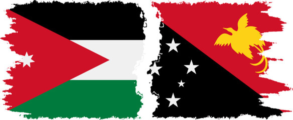 Papua New Guinea and Jordan grunge flags connection vector