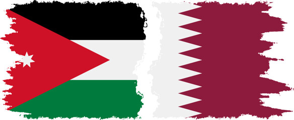 Qatar and Jordan grunge flags connection vector