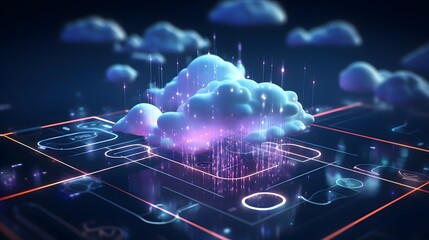 a cloud floating in the air over a computer screen