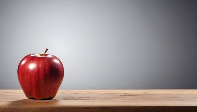 red apple on table, on the left dida, free space 