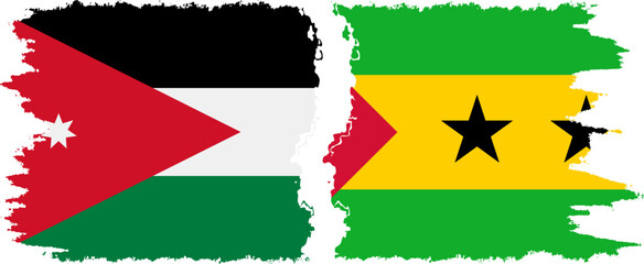 Sao Tome and Principe and Jordan grunge flags connection vector