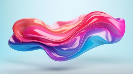 Gradient color floating liquid blob. 3d rendering image. with isolated background