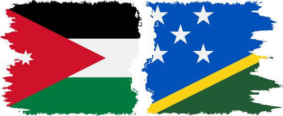 Solomon Islands and Jordan grunge flags connection vector