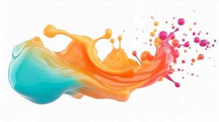 Gradient color floating liquid blob. 3d rendering image. with isolated background