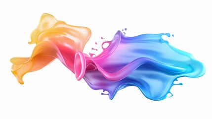 Gradient color floating liquid blob. 3d rendering image. with isolated background - obrazy, fototapety, plakaty