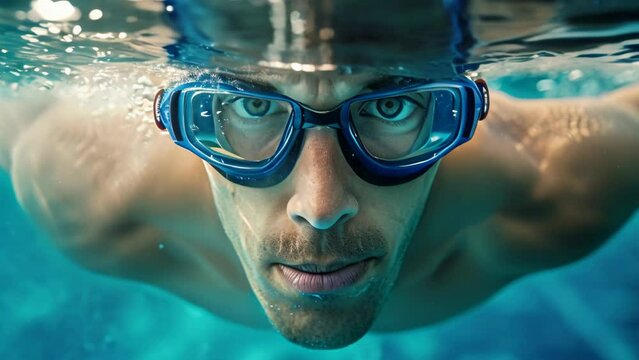 Champion Swimmer at the Olympic Games. Generative ai