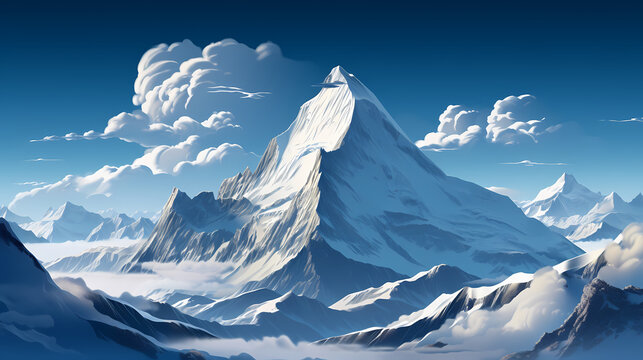 Stunning mountains, panoramic peaks PPT background