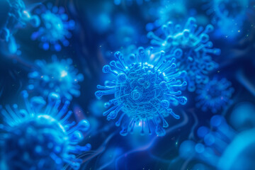 Obraz premium Virus Particles Microscopic Art ,Scientific Abstract Photography