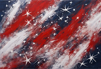 navy blue, white, red, with stars abstract background