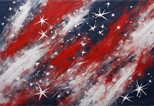 navy blue, white, red, with stars abstract background © Az BG 