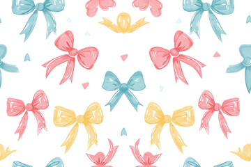 Obraz premium Pastel Valentine Hearts and Bows Pattern