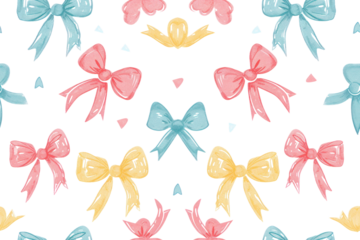 Pastel Valentine Hearts and Bows Pattern
