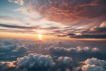 Clouds at sunset seen from a viewpoint above the clouds - Powered by Adobe