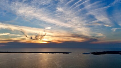 A beautiful sunset at the beach on Dunedin Causeway, Tampa Bay, Florida, 