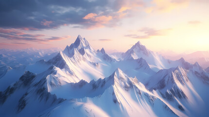 Stunning mountains, panoramic peaks PPT background - obrazy, fototapety, plakaty