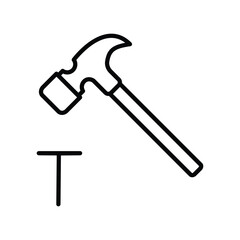 hammer and nail icon with white background vector stock illustration
