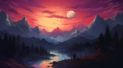 Stunning mountains, panoramic peaks PPT background