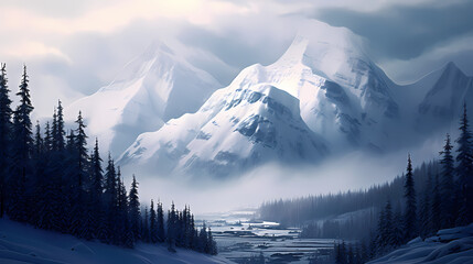 Majestic mountains, panoramic peaks PPT background