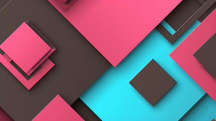 Strawberry pink, neon blue, and dark chocolate brown color geometric background vector presentation...