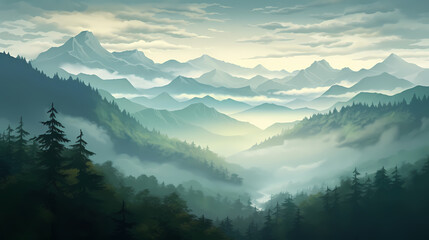Obraz premium Majestic mountains, panoramic peaks PPT background