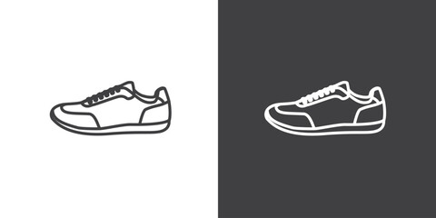 Women footwears icon. Sneaker icon. Sport shoe line icon in white and black background. Sport shoe vector icon illustration