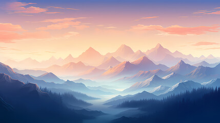 Fototapeta premium Majestic mountains, panoramic peaks PPT background