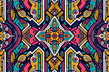 Create a colorful pattern with geometric shapes and intricate details