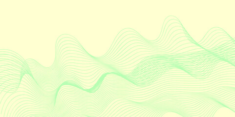 Vector wave lines flowing dynamic colorful isolated on yellow background for concept of AI technology, digital, communication. Wave with lines created using blend tool. Curved wavy line, smooth stripe