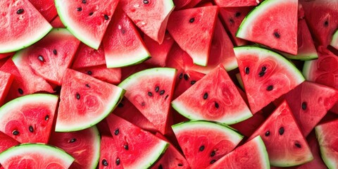 Slices of ripe watermelon background, top view